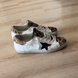 Pony hair leopard print golden goose superstars